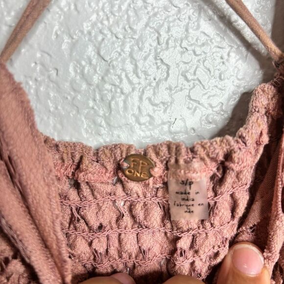 Free People One Movement Rose Pink Adella Lace Ruffle Tiered Slip Dress SMall - Picture 5 of 13